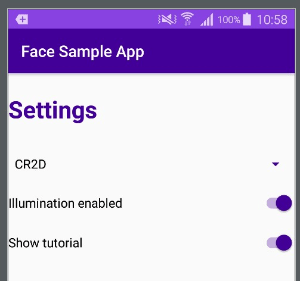 SampleAppIntGuide face sample settings