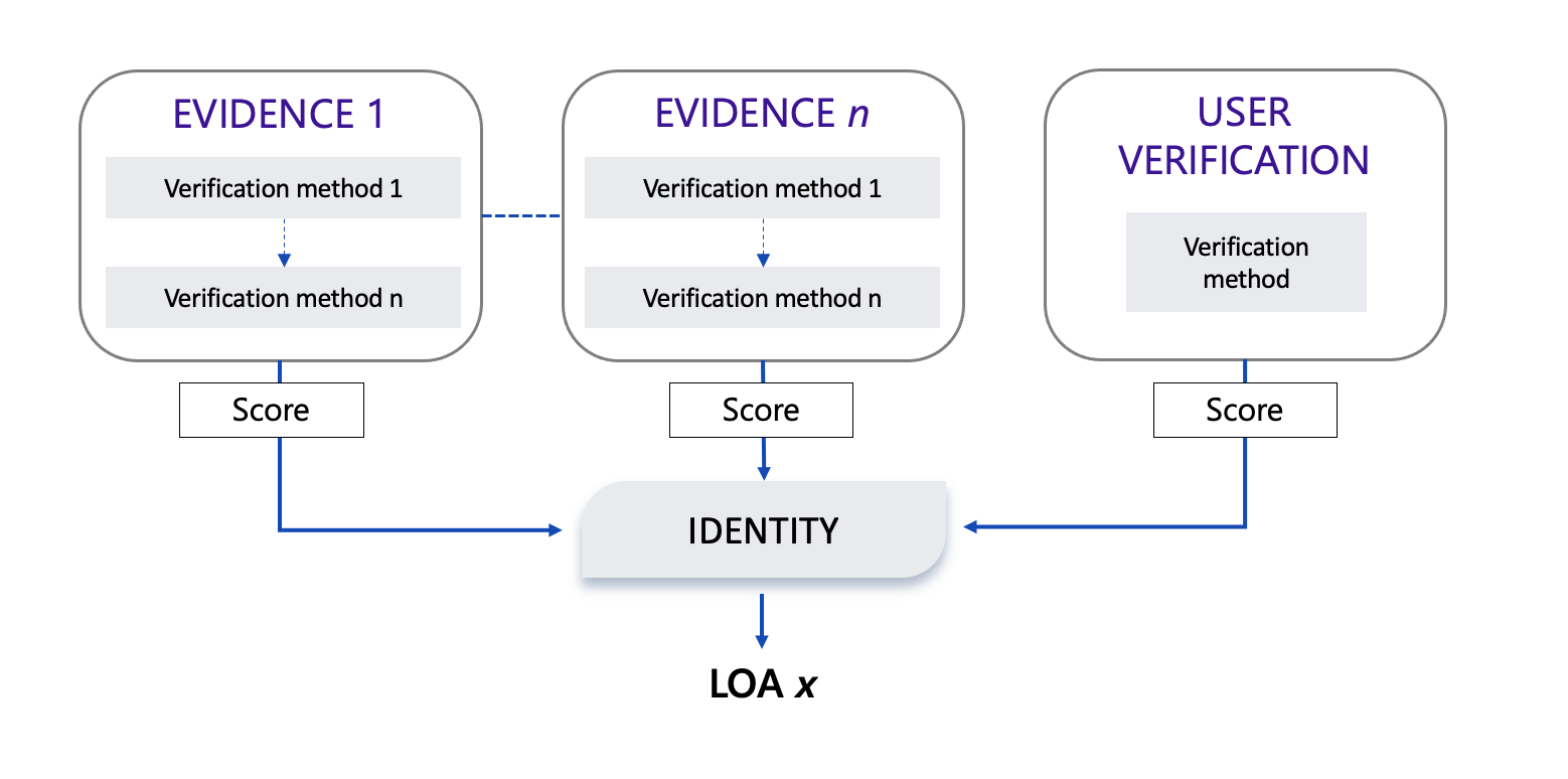 Evidences submitted and scored for identity